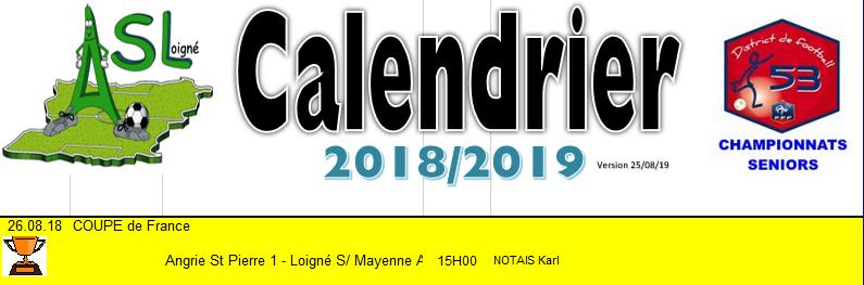 Calendrier SENIOR 2019/2020