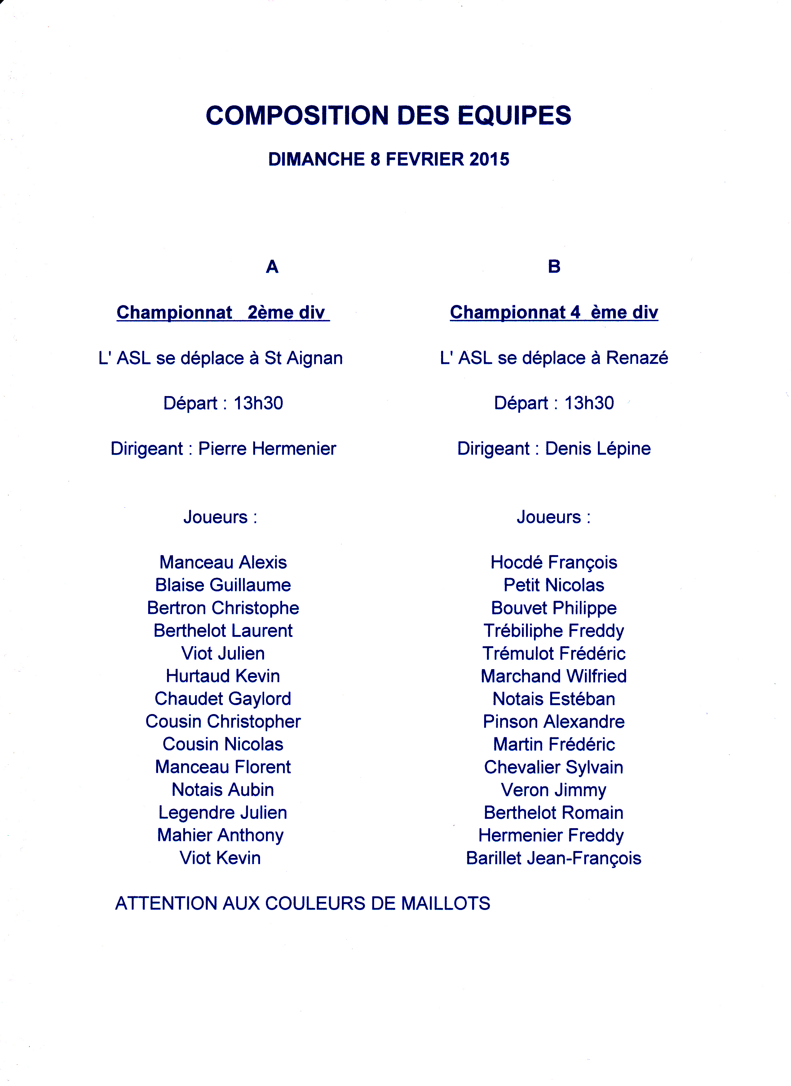 Convocations Séniors 